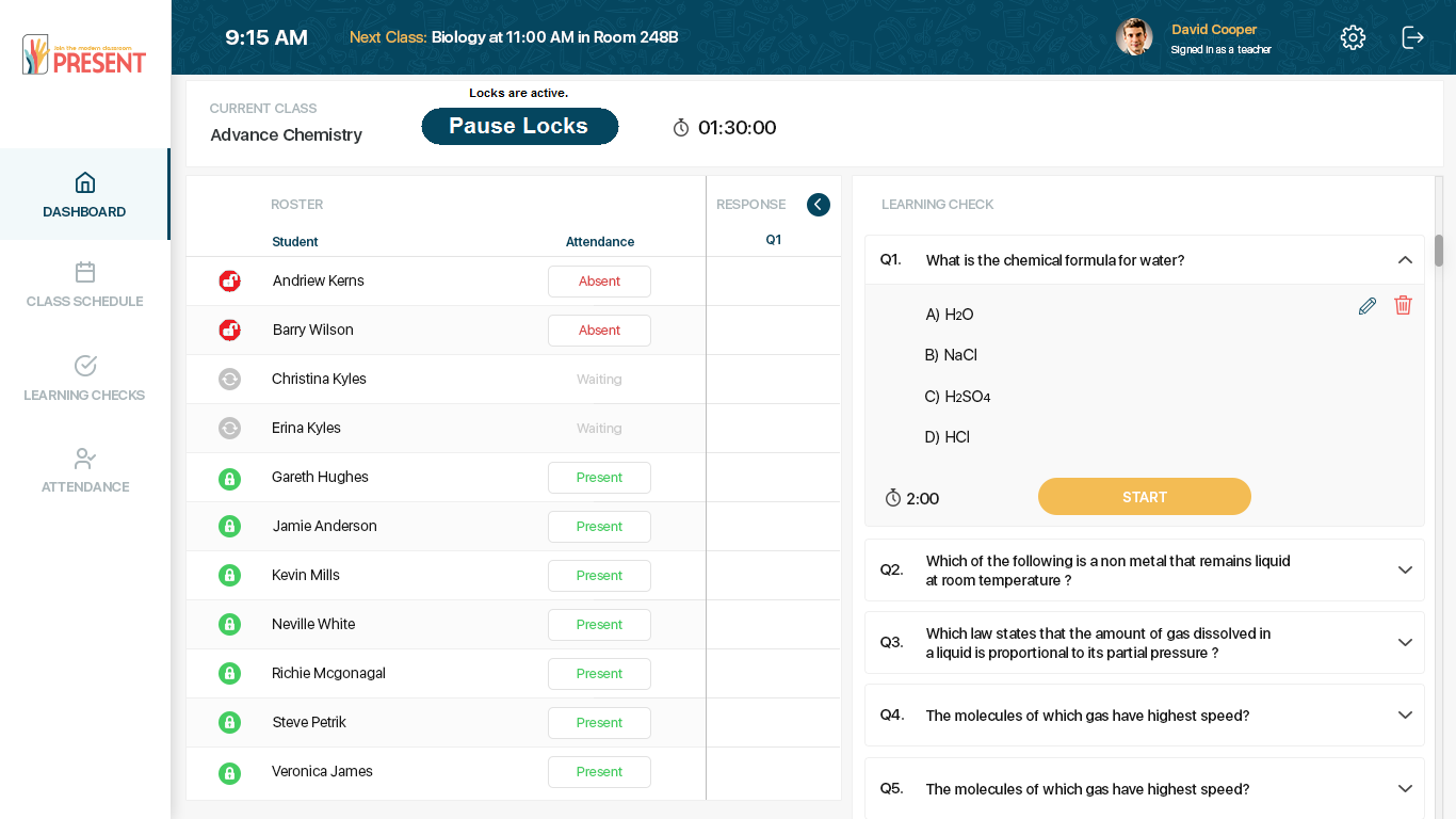 State diagram: locks active
